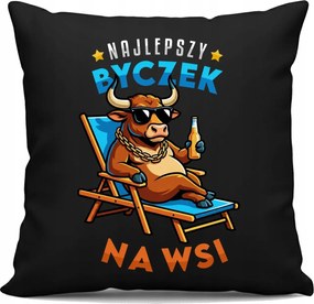 A legjobb bika vidéken Fekete Párna Vicces Nyomtatással Ajándék