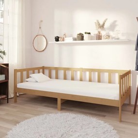 mézbarna tömör fenyőfa dívány matraccal 90 x 200 cm