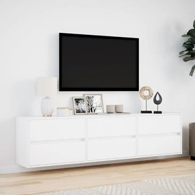 fehér falra szerelhető TV-szekrény LED-del 180 x 31 x 45 cm