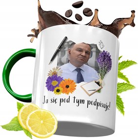 Zöld Bögre Andrzej Duda Elnök Ajándék Nyomtatott Fotóval