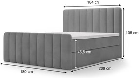 MV MAGIC PLUS kárpitozott boxspring ágy 180x200 - krémszínű