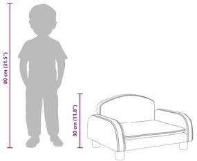 barna gyerek műbőrkanapé 50 x 40 x 30 cm