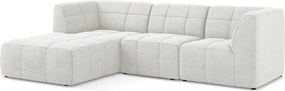 Fehér buklé sarokkanapé (bal oldali-heverő résszel) Aloha – Makamii