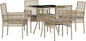 vidaXL Kert étkező szett 5 pcs Bézs polirattan