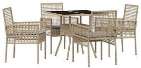 vidaXL Kert étkező szett 5 pcs Bézs polirattan