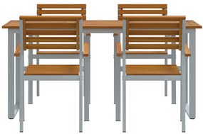 5 darabos Kerti Étkező Szett Szilárd Akácfa és Fém