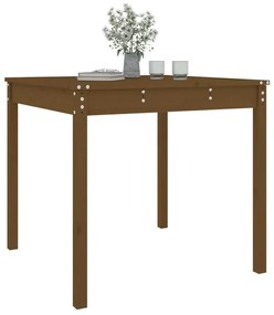 mézbarna tömör fenyőfa kerti asztal 82,5 x 82,5 x 76 cm