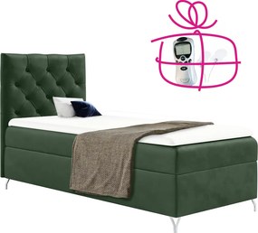 Boxspring ágy, 90x200, zöld Velvet szövet, balos, GULIETTE + ajándék