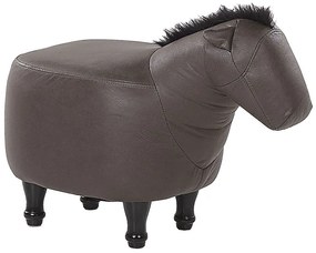 Sötétbarna műbőr állatos puff 33 x 50 cm HORSE Beliani