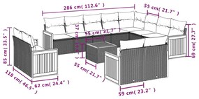 13 részes bézs polyrattan kerti ülőgarnitúra párnákkal