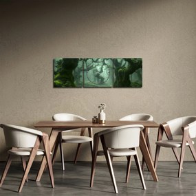 Kép - Egy mohával borított erdő (órával) (90x30 cm)