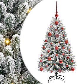 vidaXL Mű karácsonyfa 150 LED-del Zöld és Fehér 120 cm PVC és fém