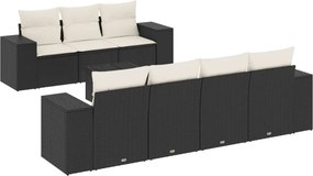 vidaXL 8 részes fekete polyrattan kerti ülőgarnitúra párnákkal