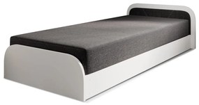 Fehér-sötétszürke kárpitozott-forgácslemez ágyneműtartós egyszemélyes ágy matraccal 80x190 cm Parys – ELTAP