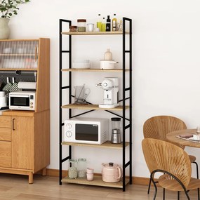 Intenso Home 5 szintes nyitott könyvespolc 59 x 144cm (Aranytölgy) | Univerzális tároló állvány fém lábakkal