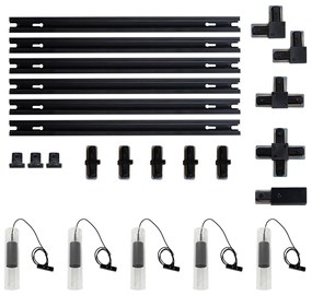 Modern sínrendszer 5 antracit fém függőlámpa - Iconic Lloyd