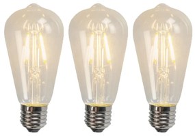 3 db E27-es LED izzószálas izzó készlet ST64 4W 320lm 2700K