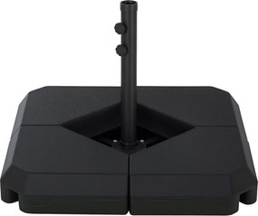 Outsunny 4 részes Tölthető Napernyő Talapzat 15kg / 18 kg Víz vagy Homok Súllyal Napernyőhöz Kereszt Talapzat Cantilever Napernyő Állvány Műanyag Feke