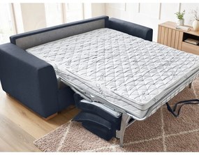 Sötétkék kordbársony kinyitható kanapé 225 cm Augustin – Bobochic Paris