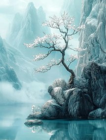 Canvas Keleti Cseresznye Hegyek Türkiz Japán Zen 60x80