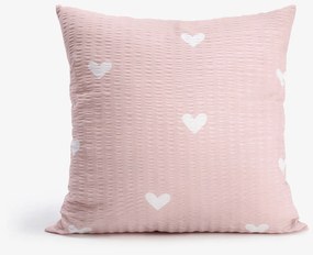 Goldea krepp párnahuzat - szívecskék, púderrózsaszín alapon 50 x 50 cm