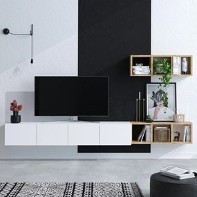 TV asztal/szekrény Panda 2 (fehér + tölgy). Akció -19%. 1073377