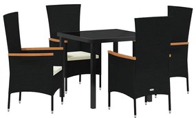 Kert étkező szett párnával 5 pcs Fekete Poli rattan