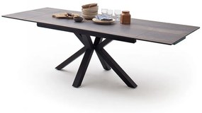 NAGANO Sötét fa mintázatú Bővíthető Kerámia Étkezőasztal - matt fekete lábbal