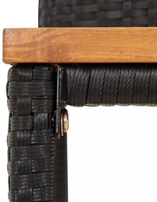 11 részes fekete polyrattan és tömör akácfa kerti bárszett