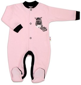Baby Nellys pamut rugdalózó, Zebra, rózsaszín 56 (1-2 m)