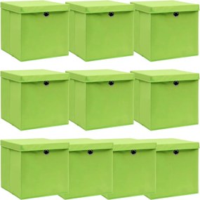 vidaXL 10 db zöld szövet tárolódoboz fedéllel 32 x 32 x 32 cm