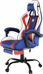 Irodai/gamer szék, kék/piros/fehér, CAPTAIN NEW