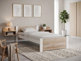 Ágy IKAROS DOUBLE 80 x 200 cm, fehér/dub sonoma Ágyrács: Léces ágyrács, Matrac: Sommera 18 cm matrac