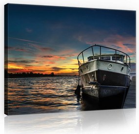 Vászonkép 80x60 Esti harmónia Hajó naplementekor a nyugodt víz felett