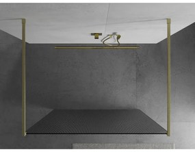 Mexen Kioto, Walk-In zuhanyparaván 100 x 200 cm, 8 mm-es üveg bordás mintával, arany matt profil, 800-100-002-55-09