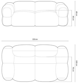 Sötétkék bársony kanapé 210 cm Loretto – Cosmopolitan Design