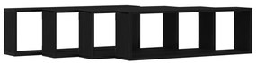Fali Polcok 4 db Fekete Tölgy 80x15x26 cm Mérnöki Fa
