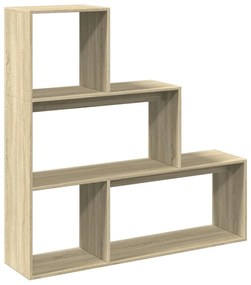3 szintes sonoma tölgy fa elválasztó könyvespolc 123x29x123 cm