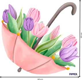 PIPPER. Textil falmatrica "Esernyő tulipánokkal"