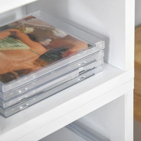 HOMCOM 2 darabos oszlop polc készlet CD-DVD tároló szekrény 6 + 6 rekesz 21L x 19W x 88H cm - Max. kapacitás 160 CD Fehér | Aosom