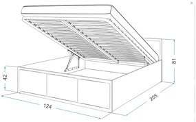 GL DOLLY kárpitozott ágy ágyneműtartóval 120x200 - craft tölgy/grafit