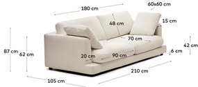 Krémszínű kanapé 210 cm Gala – Kave Home