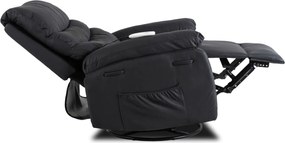 Masszírozós, hintafunkciós dönthető fotel fekete színben, műbőr kárpittal BRUCE