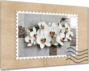Vászonkép 60x40 Fehér orchideák és mozaik