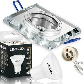 Halogén lámpatest Négyzet alakú üveg GU10 Led izzó 5,5W 3 Szín Szett