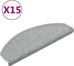 vidaXL 15 db világosszürke, félkör alakú, nagy lépcsőszőnyegek 65 x 24 x 4 cm