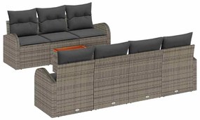 vidaXL Kerti Kanapé Szett párnával 8 pcs Szürke polirattan