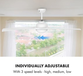 Figo, fehér, mennyezeti ventilátor, 52", 55 W, mennyezeti lámpa, 2 x 42 W, távirányító