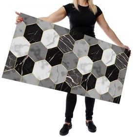 Wallplex falburkoló konyhapanel Hexagon szürke fekete (Méret: Közepes 60x180)