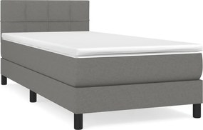 vidaXL sötétszürke szövet rugós ágy matraccal 90 x 200 cm